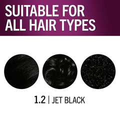 Schwarzkopf Keratin Color, Color & Moisture Permanent Hair Color Cream, 1.2 Jet Black, 1 Kit (Pack of 2)