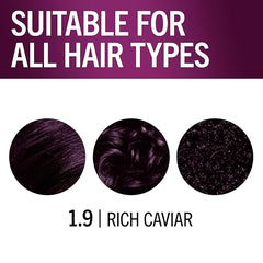 Schwarzkopf Keratin Permanent Hair Dye Cream, 1.9 Rich Caviar, Professional Quality Color for Up to 100% Gray Coverage, Bond Enforcing System