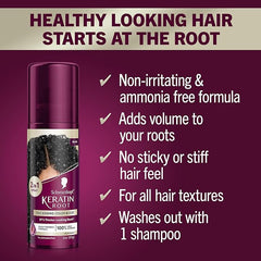 Schwarzkopf Keratin Root Temporary Hair Color Spray, Black, Instant Gray Coverage, Thicker, Fuller-Looking Roots, Easy-to-Use, No Ammonia, Low Mess Application, Scalp Friendly