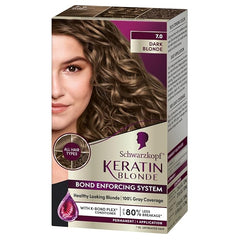 Schwarzkopf Keratin Blonde Hair Dye, 7.0 Dark Blonde, Professional Quality Permanent Hair Color, Bond Enforcing System Helps Prevent Breakage* Pre-Color Serum & Conditioner Included