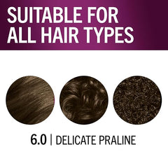 Schwarzkopf Keratin Permanent Hair Dye Cream, 6.0 Delicate Praline, Professional Quality Color for Up to 100% Gray Coverage, Bond Enforcing System