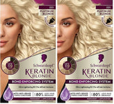 Schwarzkopf Keratin Blonde Hair Dye Platinum Blonde 001, Ultra Lightening Kit, 1 Application - Hair Bleach Enriched with Keratin, Lightens up to 9 Levels and Protects Hair from Breakage (Pack of 2)