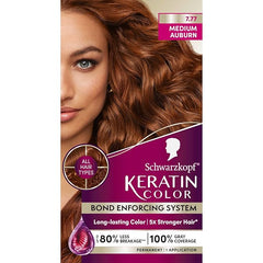Schwarzkopf Keratin Permanent Hair Dye Cream, 7.7 Medium Auburn, Professional Quality Color for Up to 100% Gray Coverage, Bond Enforcing System