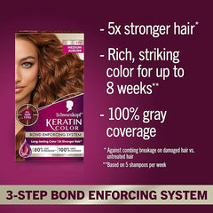 Schwarzkopf Keratin Permanent Hair Dye Cream, 7.7 Medium Auburn, Professional Quality Color for Up to 100% Gray Coverage, Bond Enforcing System