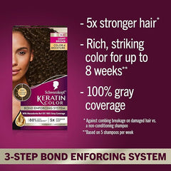 Schwarzkopf Keratin Permanent Hair Dye Cream, 6.83 Light Brown, Professional Quality Color for Up to 100% Gray Coverage, Bond Enforcing System