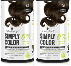 Schwarzkopf Simply Color Permanent Hair Color, Darkest Brown | 3.0 Shade | Pack of 2