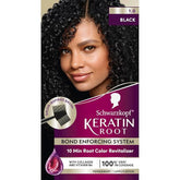 Schwarzkopf Keratin Root Permanent Hair Color Kit, 1.0 Black, 1-Application Root Touch-Up with Collagen & Vitamin B6, Complete Gray Coverage, Precision Brush, All Hair Types & Textures