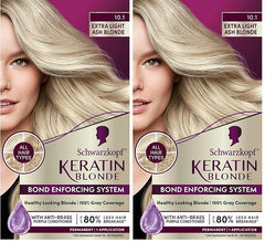 Schwarzkopf Keratin Color Permanent Hair Color, 10.1 Extra Light Ash Blonde, 1 Application-Salon Inspired Permanent Hair Dye, for up to 80% Less Breakage vs Untreated Hair and up to 100% Gray Coverage