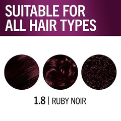 Schwarzkopf Keratin Permanent Hair Dye Cream, 1.8 Ruby Noir, Professional Quality Color for Up to 100% Gray Coverage, Bond Enforcing System