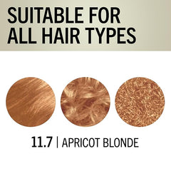 Schwarzkopf Keratin Blonde Hair Dye, 11.7 High Lift Apricot Blonde, Professional Quality Permanent Hair Color, Bond Enforcing System, Pre-Color Serum & Conditioner Included