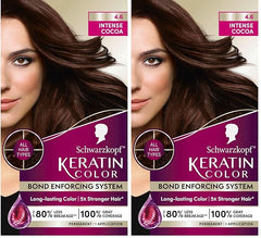 Schwarzkopf Keratin Permanent Hair Dye Cream, 4.6 Intense Cocoa, Professional Quality Color for Up to 100% Gray Coverage, Bond Enforcing System (Pack of 2)