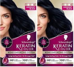 Schwarzkopf Keratin Color Permanent Hair Color, 1.1 Midnight Black, 1 Application-Professionally Inspired Permanent Hair Dye, for up to 80% Less Breakage vs Untreated Hair and up to 100% Gray Coverage