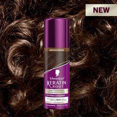 Schwarzkopf Keratin Color Root Temporary Hair Color Spray, Medium Brown, Instant Gray Coverage, Thicker, Fuller-Looking Roots, Easy-to-Use, No Ammonia, Low Mess Application, Scalp Friendly