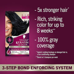 Schwarzkopf Keratin Permanent Hair Dye Cream, 3.11 Deep Dark Blue, Professional Quality Color for Up to 100% Gray Coverage, Bond Enforcing System (Pack of 2)